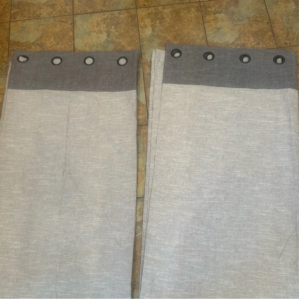 Pottery Barn Dark Gray Curtain Panels Set 2 Linen Cotton Blend Minimalist
